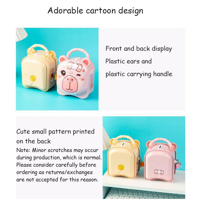 Capybara Piggy Bank, Cute & Lockable Metal Storage Box For Kids & Students, Cute Animal Desktop Ornament Decoration