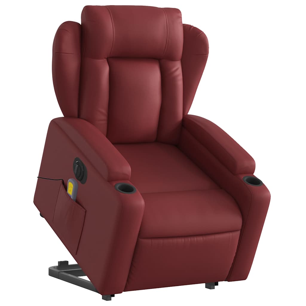 Vidaxl Reclining and Tilting Armchair with Massage, Electric, Burgundy