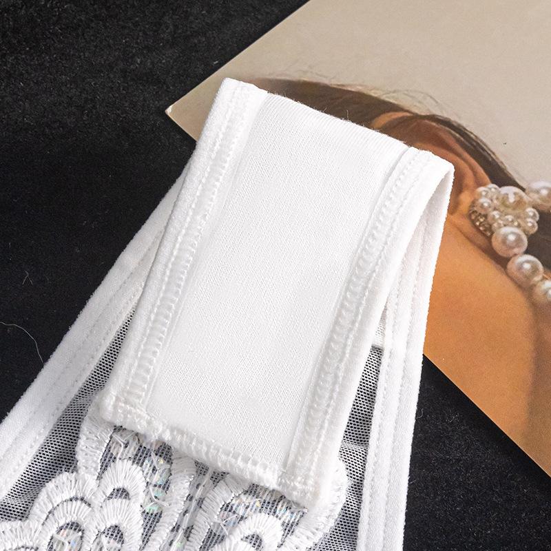 Ladies Spring and Summer New Sexy Lace Low Waist Sequins Transparent High Elastic Cotton Crotch Thong Underwear