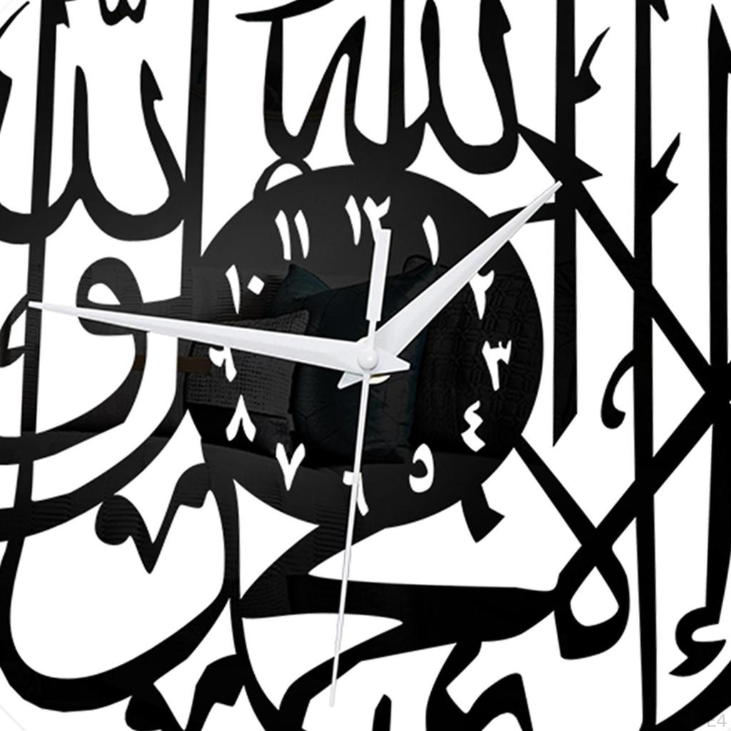 Wall Clock Large Mounted Round Acrylic Decor Clocks Ramadan Art