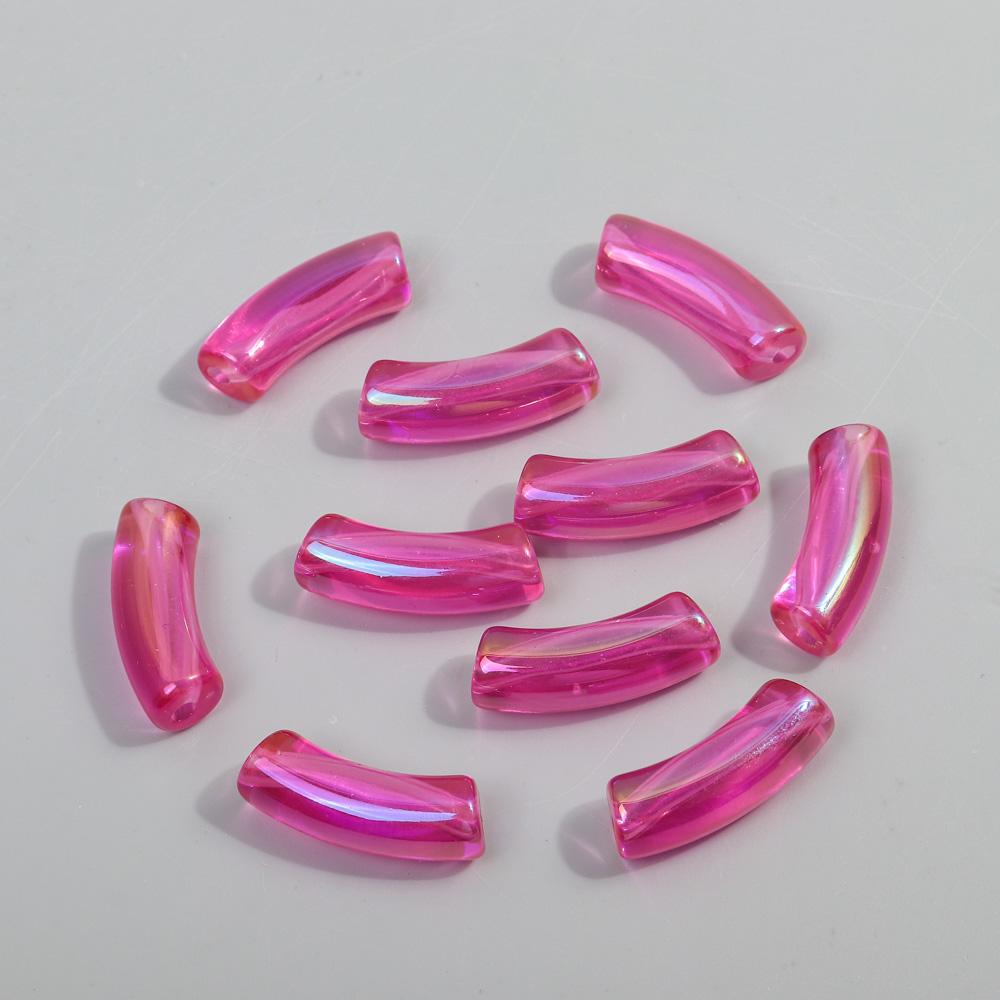 10pcs 34x11mm Acrylic Bamboo Curved Tube New Laser Transparent Loose Beads for Bracelet Necklace Making DIY Jewelry Accessories