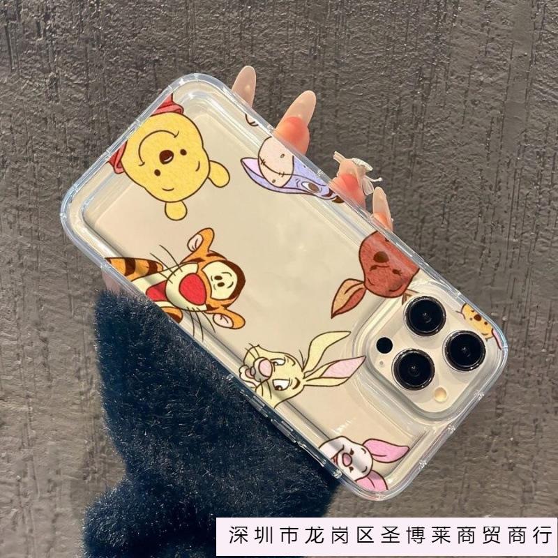 Winnie Tigger iPhone16promax mobile phone case Apple 15 transparent 14 Europe and America 13 Pro airbag 12/11