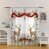 Golden Deer Holiday Curtains Semi Transparent Living Room Bedroom Study Coffee Shop Decor Curtain Set Of 2 Made Polyester With Rod Pocket Washable