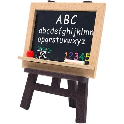 Dollhouse Decoration Accessories Miniature Wooden Easel Mini Chalkboard Miniature Art Supplies for Dolls 1:12 Miniature Playset