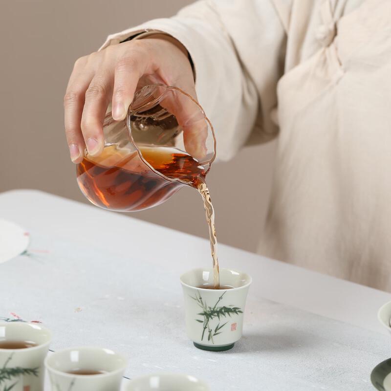 Mutton Fat Jade Porcelain Kung Fu Tea Set - Green Bamboo