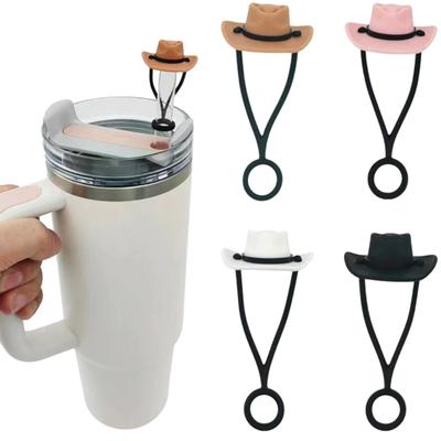 Silicone Cowboy Hat Straw Covers Caps Compatible With Stanley Cup Washable Reusable Cute Funny Drinking Straw Tip Accessories