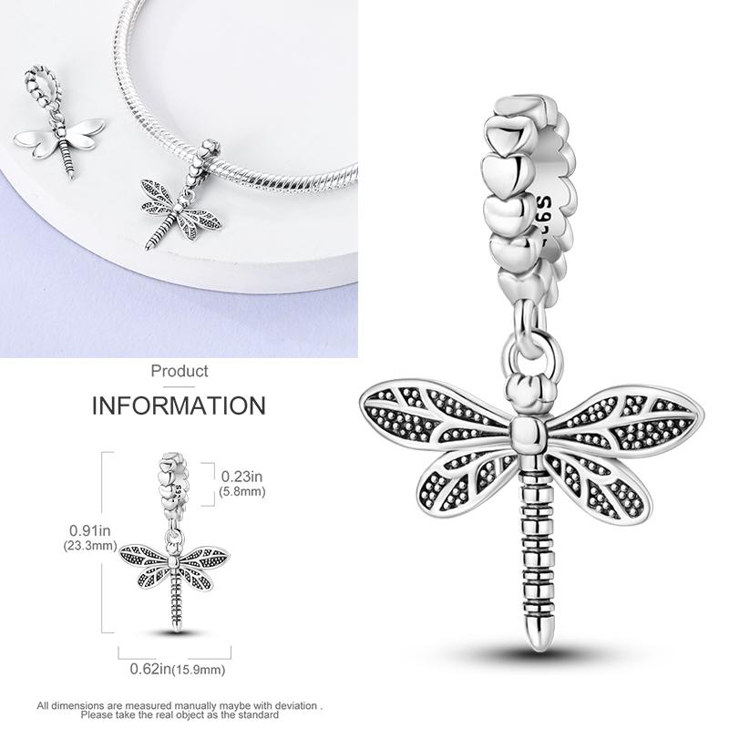 Copper Dragonfly Butterfly Pendant Charms Bead Fit Original Bracelet Bangle Women Jewelry Girl Making Beads