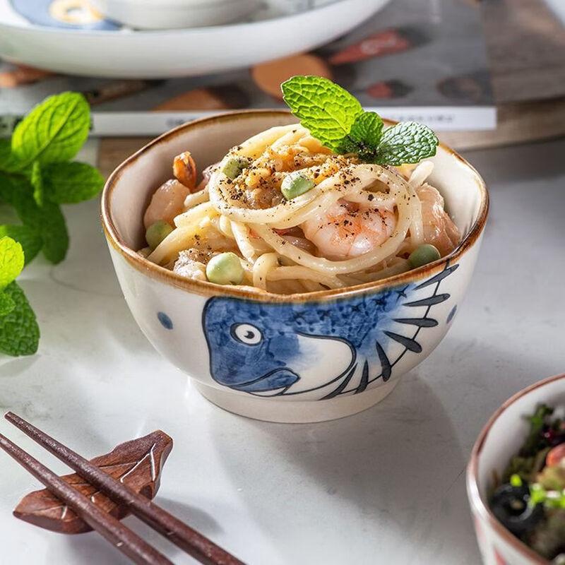 Abay Japanese Style Cute Cartoon Ceramic Rice Bowl Set