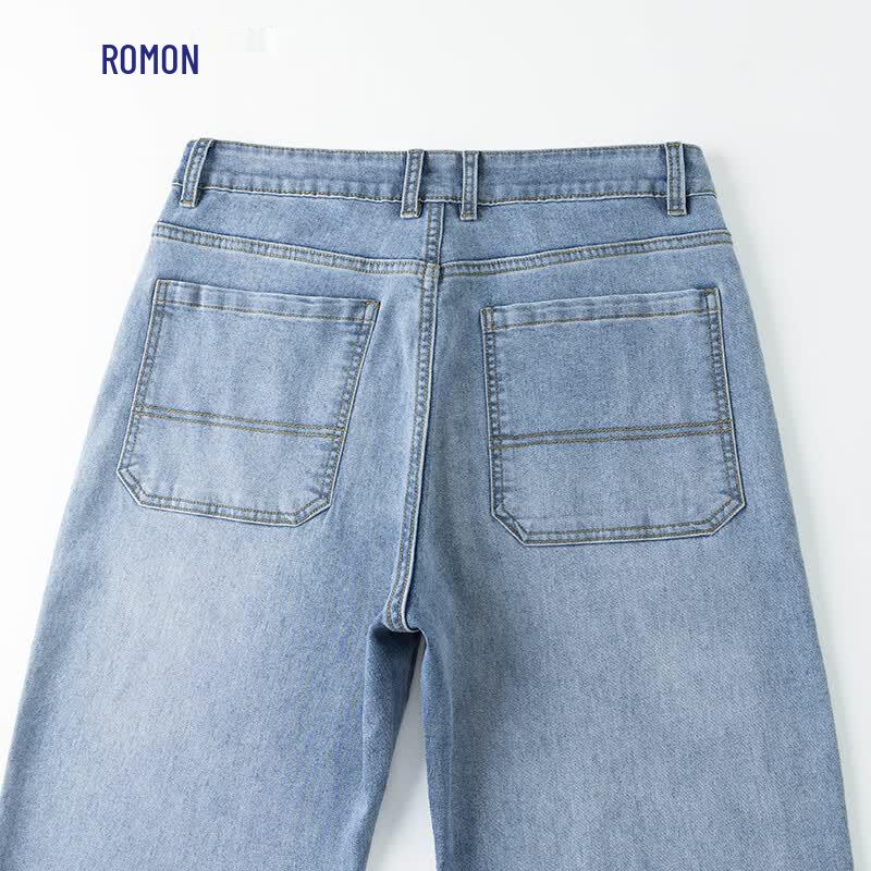 ROMON Men's Cool-Touch Ice Silk Straight-Leg Jeans