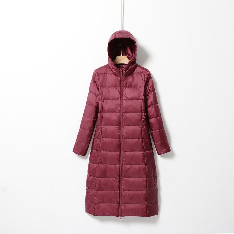Women Hooded Long Puffer Jackets White Duck Down Autumn Winter Ultra Lightweight Keep Warm Coats