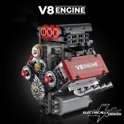 Silnik V8 z silnikiem spalinowym, model symulacyjny z napędem elektrycznym, klocki konstrukcyjne, części samochodowe, kreatywne zabawki, prezenty dla chłopców i dorosłych