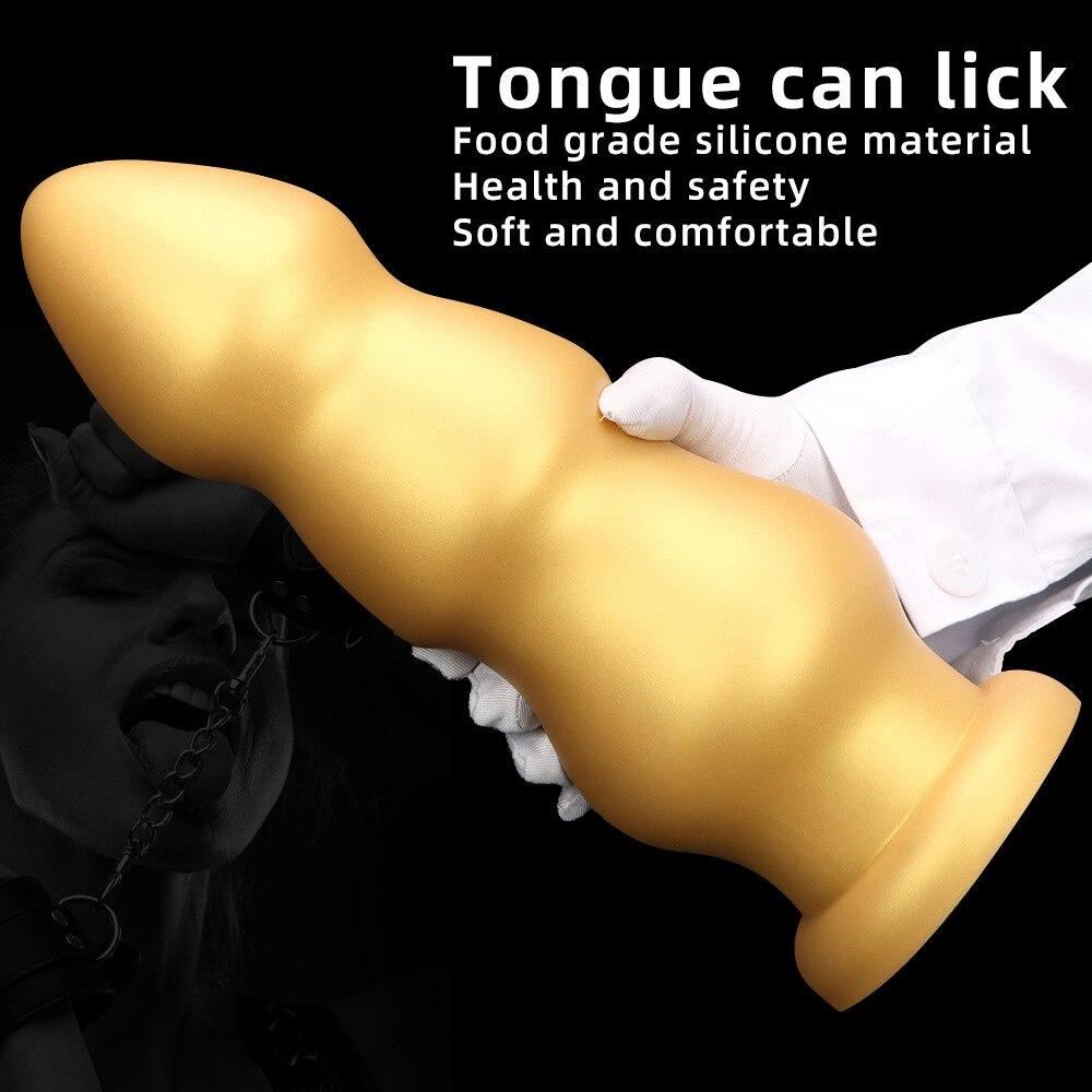 Gode géant en silicone doré avec ventouse, plug anal, jouet sexuel pour fisting, sangle sur pénis, bite réaliste BDSM, convient aux deux