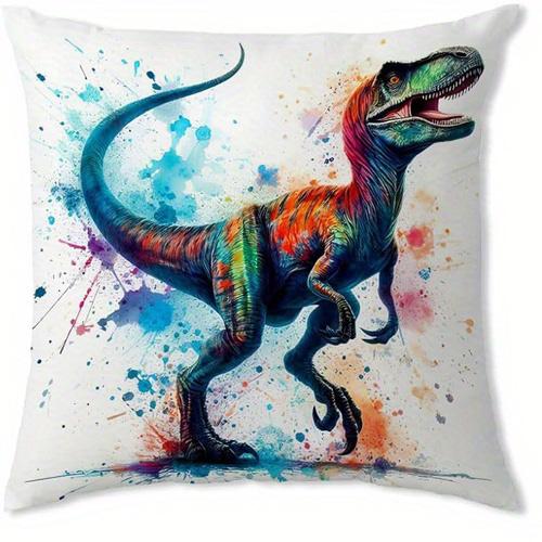Home Decor Colorful Dinosaur Watercolor Pattern Pillow Covers Pattern Cushion Cover Suitable for Sofa Bedroom Car Pillow Cover