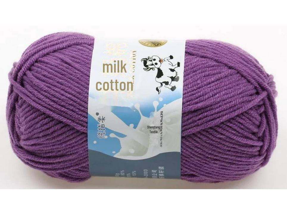 5-Strand Milk Cotton Baby Wool Hat & Scarf Hand-Woven Medium-Thick Yarn Set