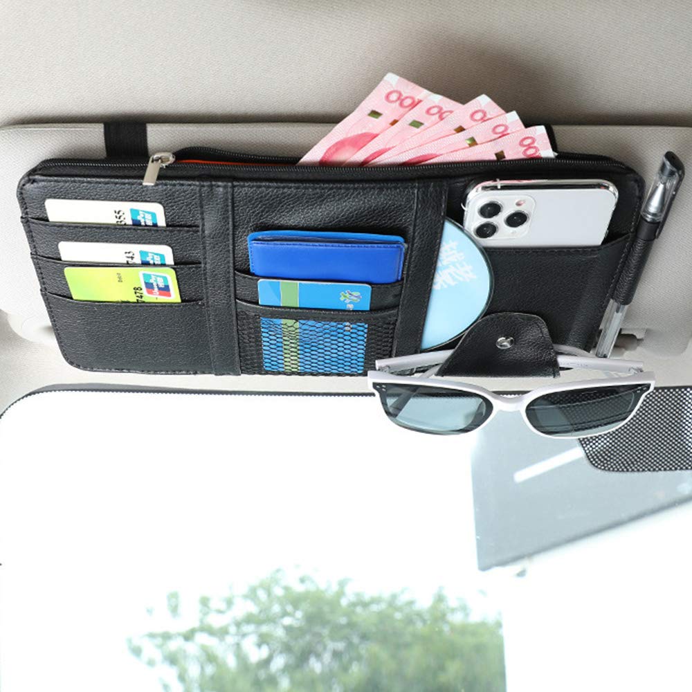 Lovesole Sun Visor Pocket, Car, PU Leather, Car Storage Bag, Multi-functional Pocket, Storage Holder,
