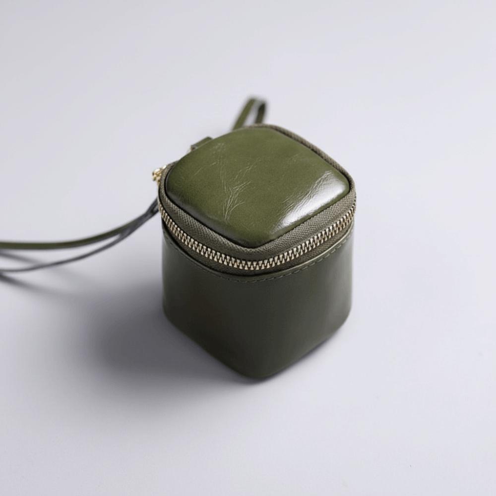 Multifunctional Small Square Coin Purse Leather Mini Storage Bag Retro Zipper Wallet Travel