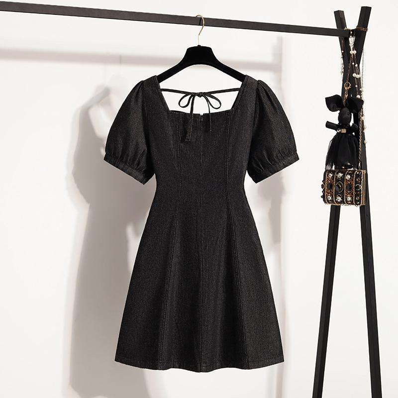 Summer Plus Size Women's Dress French Design Belly-covering Denim Dress