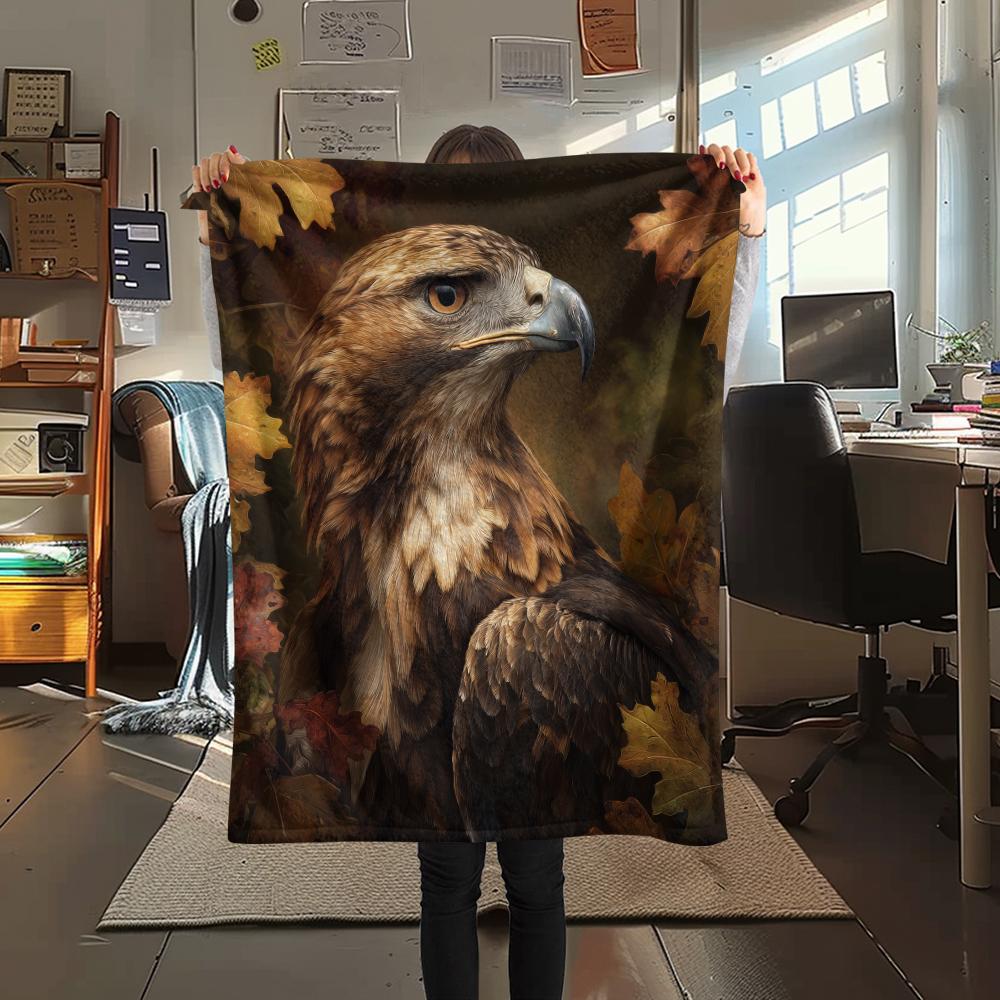 Eagle and Plants,pattern Flannel Blanket, High quality Comfortable for All Seasons, Home Decor, Warmth and Comfort, Perfect for Gifts.