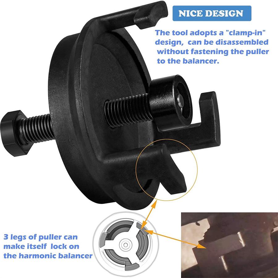 25264 Harmonic Balancer Puller Engine Quickly Removes Harmonic Balancers Puller Without Tapped Holes For GM Dodge...