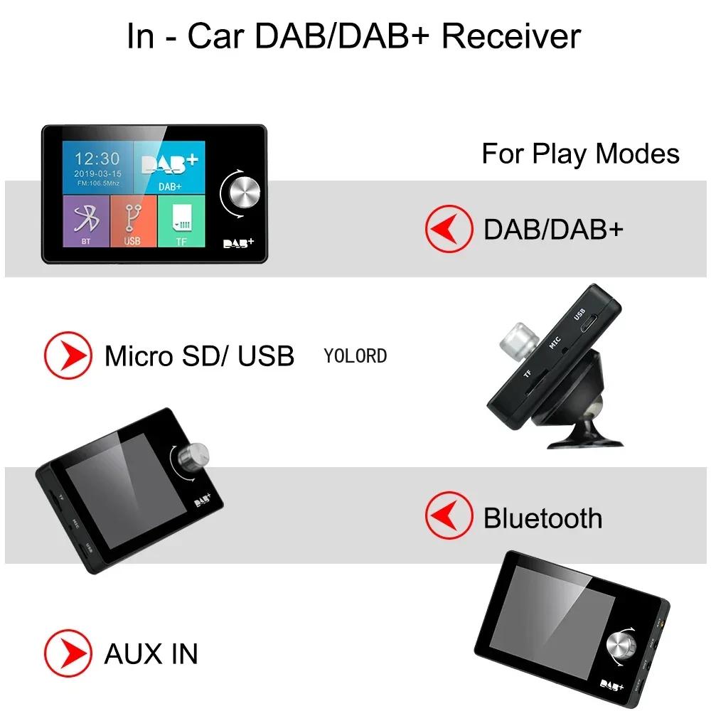 European DAB Radio Receiver In Car with Screen Stereo Sound Digital Signal Antenna Broadcast Adapter FM Transmitter
