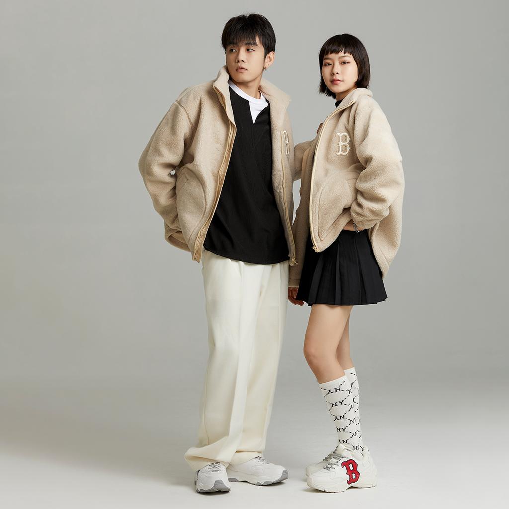 New MLB Velvet Jackets Unisex Light Beige 3AFDB0626-43BGS