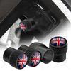 Exterior 4Pcs United Kingdom National Flag Badge Car Wheel Tyre Tires Valve Stem Caps Dust-proof Cover For Universal Automobiles