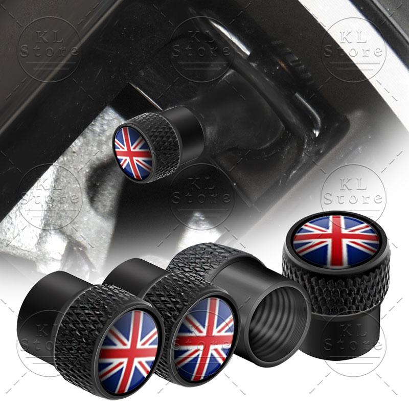 Exterior 4Pcs United Kingdom National Flag Badge Car Wheel Tyre Tires Valve Stem Caps Dust-proof Cover For Universal Automobiles