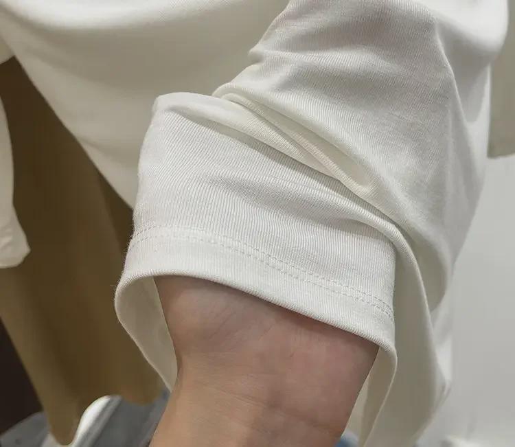 T-shirt Modal Amincissant à Manches Mi-Longues Polyvalent Uni à Masque pour Femme Printemps/Été