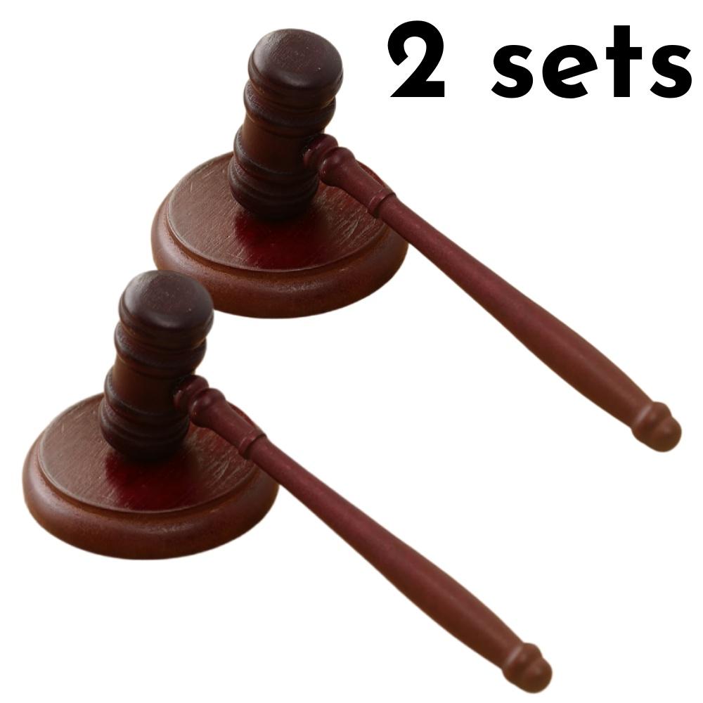 1/2sets Wooden Auction Hammer with Base Judgment Legal Hammer for Party Role-playing Costume Access Court Mallet Office Decorate