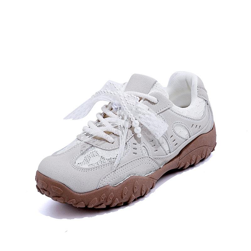 2025 summer new lace casual moral training shoes women's niche design retro mesh breathable board shoes women L0802
