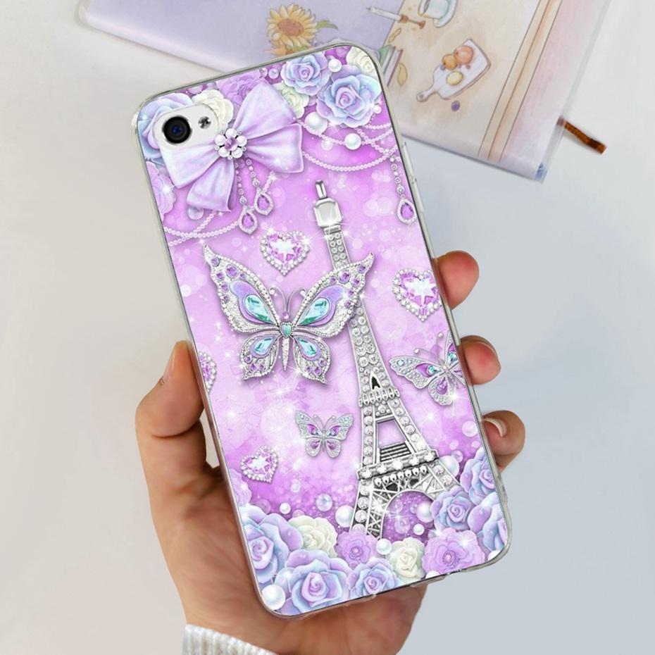 Custodia Per iPhone 4 4s Carino Gatto Dinosauro Modello Cover Posteriore Per iPhone4 iPhone4s Morbido Silicone Trasparente TPU Custodie per Telefono