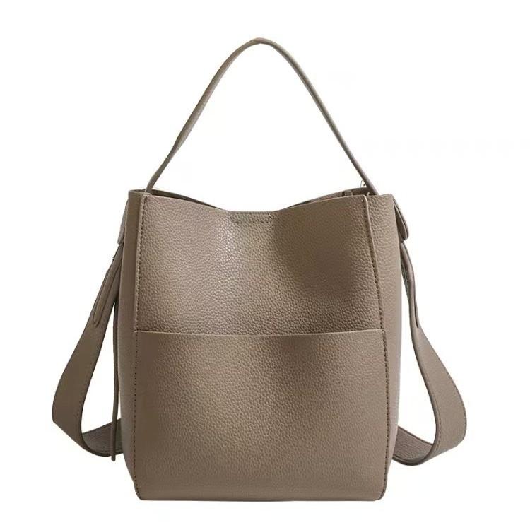 Soft Leather Bucket Bag Handbag Women'S High-End Feeling Shoulder Oblique Span Bag Large Capacity Commuter Tote Bag Underarm Bag