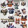 17pcs Anime Watercolor Cute Cartoon Halloween Bat Paper Stickers, for Luggage, Notebook,Diary, Album Decoration, DIY Stationery