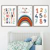 Stella Arcobaleno Numero Alfabeto Citazione Asilo Cartoni Animati Arte da Parete Pittura su Tela Poster e Stampe Immagini per Decorazione Stanza Bambini
