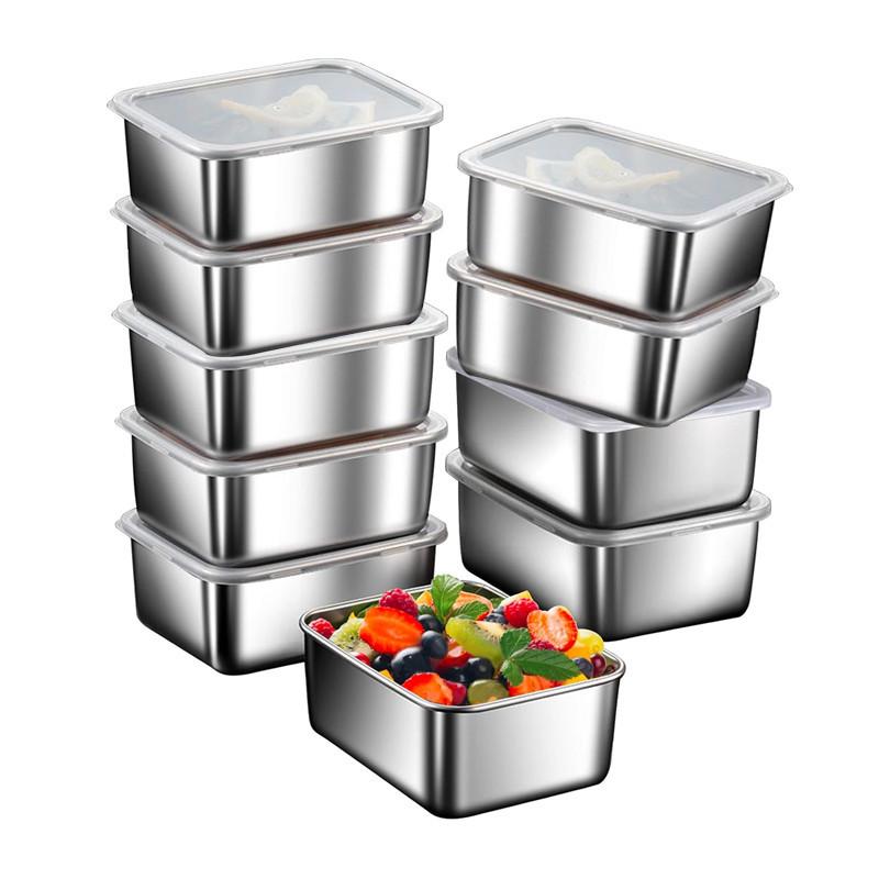 3/6/10PCS Refrigerator Food Storage Box Portable Food Freshness Preservation Box Picnic Box Stainless Steel Food Container