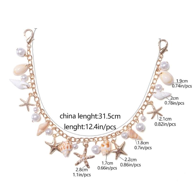 Lightweight Bag Accessory Shell Starfish Imitation Pearls Key Ring For Purse Or Phone Handmade Purse Accessories