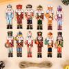 12Pcs Christmas Nutcracker Soldier Wooden Pendant Xmas Tree Hanging Ornament Navidad Decoration for Home New Year Gift