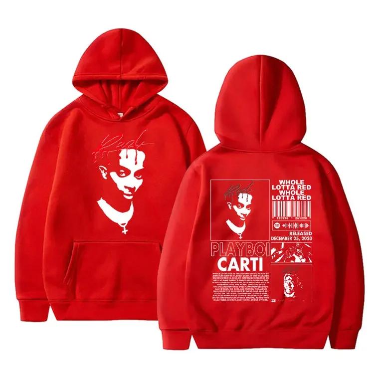 Playboi Carti Hip-hop Rapper Rock Print Men Oversized Hoodie Sporty Street Fashion Fleece Autumn Winter Long-sleeve Sweatshirt