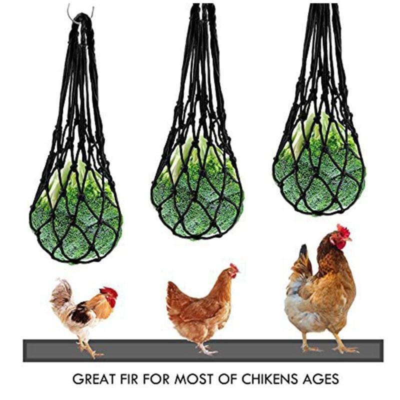 Chicken Feeder Poultry Bird Chicken Drinker Cup Poultry Hanging Feeding Net Bag Chicken String Bag Vegetable Fruits Feed
