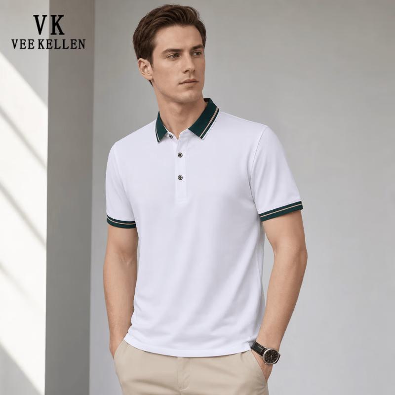 VEE KELLEN Men s Casual Silk Blend Polo Shirt M
