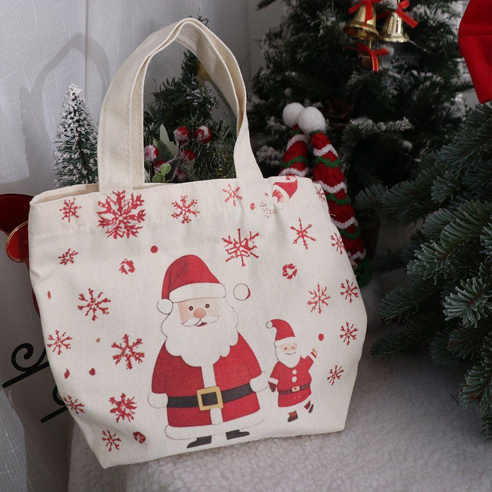 Large Capacity Christmas Canvas Gift Bag Cartoon Merry Christmas Decor  Party Favors