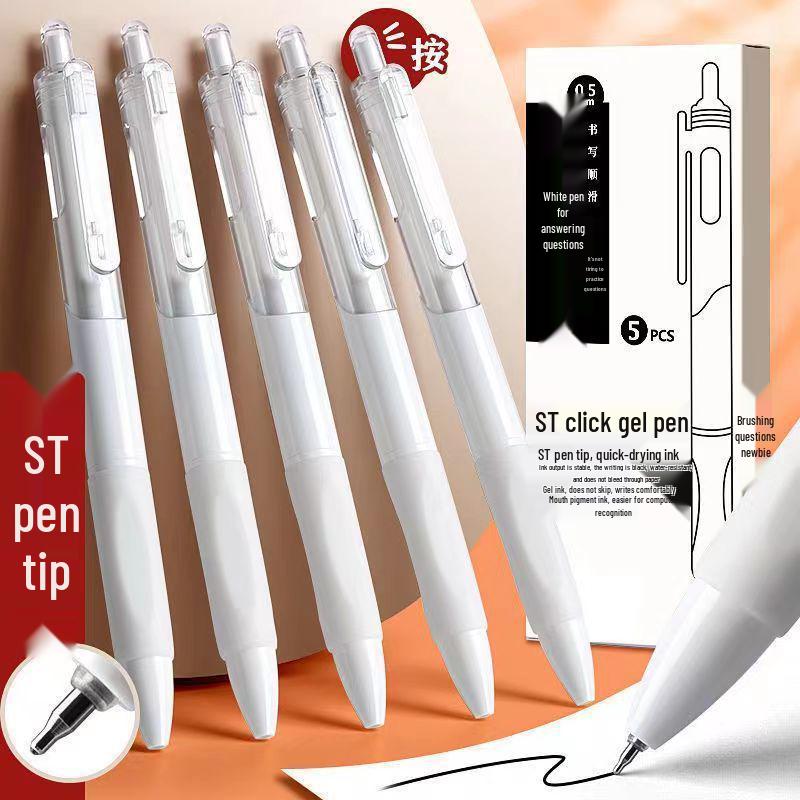 Quick-Dry Black Press-Type Pen, 0.5mm Tip for Student Exams & Signing