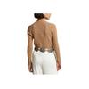 Polo Ralph Lauren SS23 Jednofarebný Pletený sveter s výšivkou malého poníka s výstrihom do V a dlhým rukávom Dámsky sveter Khaki 211570011109