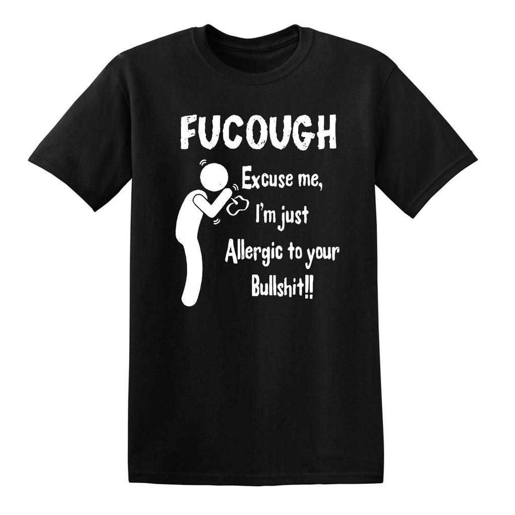 FuCough Funny Sarcastic Humor Graphic T-Shirt Allergy Season Joke Tee Men's Women Cotton Top Streetwear Casual Trendy Oversized