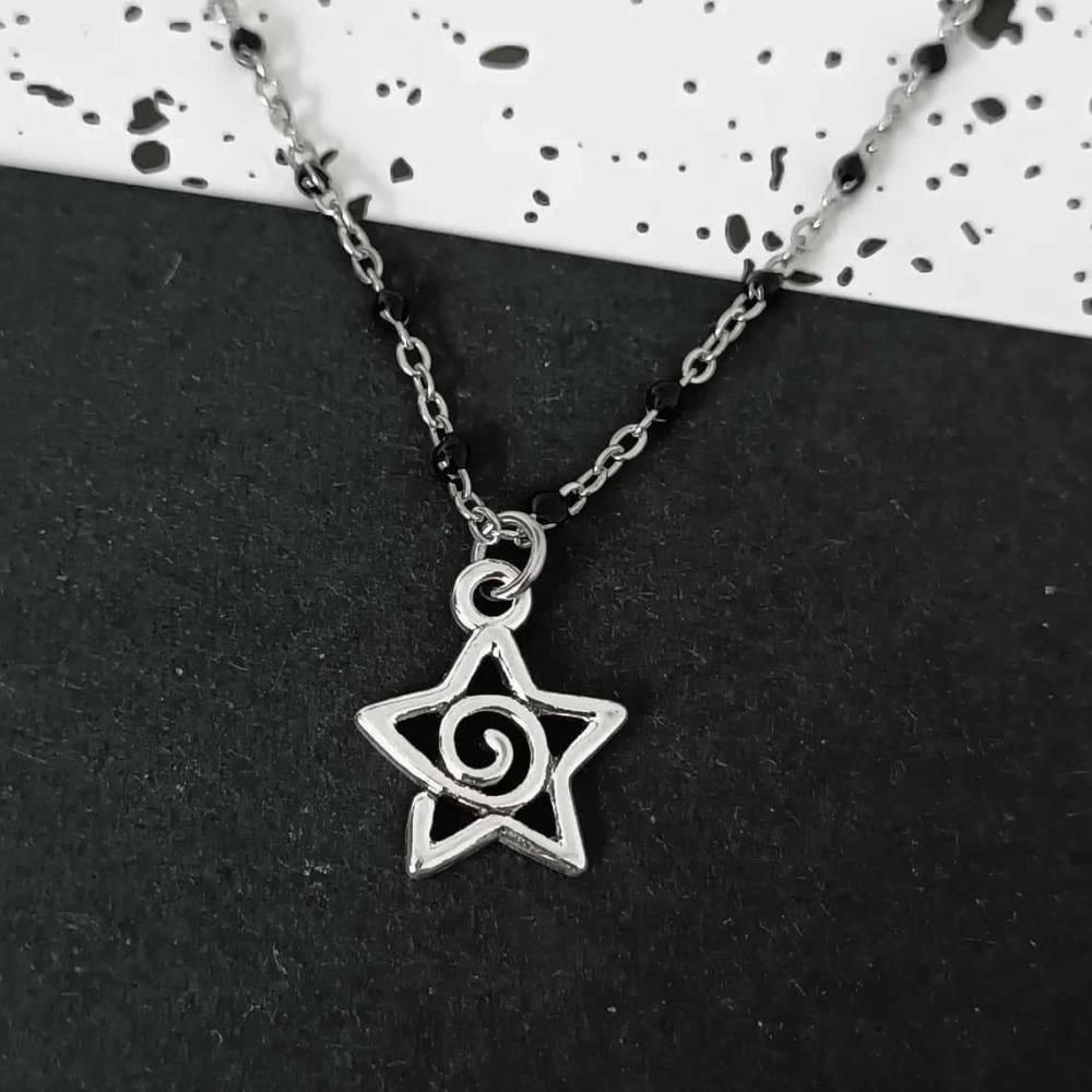 Rock Punk Retro Sliver Color Spiral Starfish Hollow Out Star Sword Pendant Necklace for Women Gothic Y2K Stainless Steel Jewelry