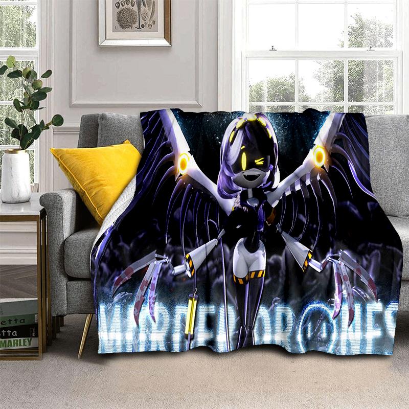 3D Print Murder Drones Cartoon Uzi V J Robot Gift Blanket,Soft Throw Blanket for Home Bedroom Bed Sofa Travel Picnic Cover Kids