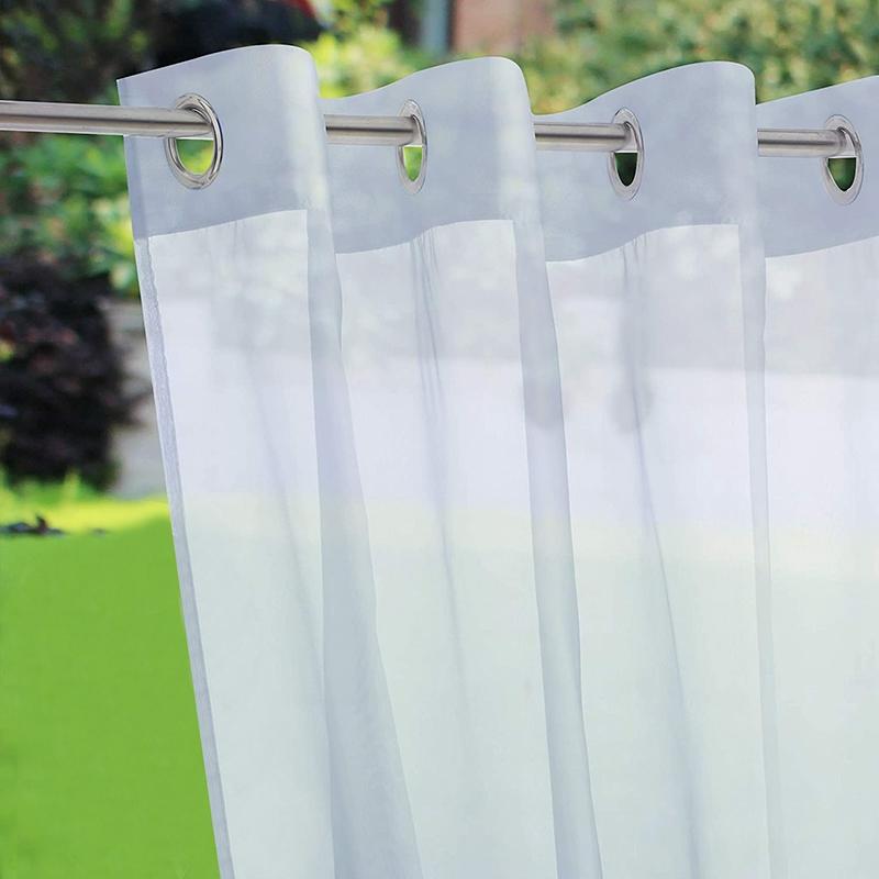 Outdoor Waterproof Sheer Curtains Grommet Indoor Sheer Curtain Garden Drapes Sun Shade Black White Gray Room Home Decor