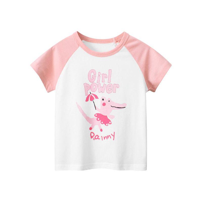 27Home Brand Export Original Children's Clothing Pure Cotton Short-Sleeved T-Shirt Cartoon Print Baby Girl Clothes Summer