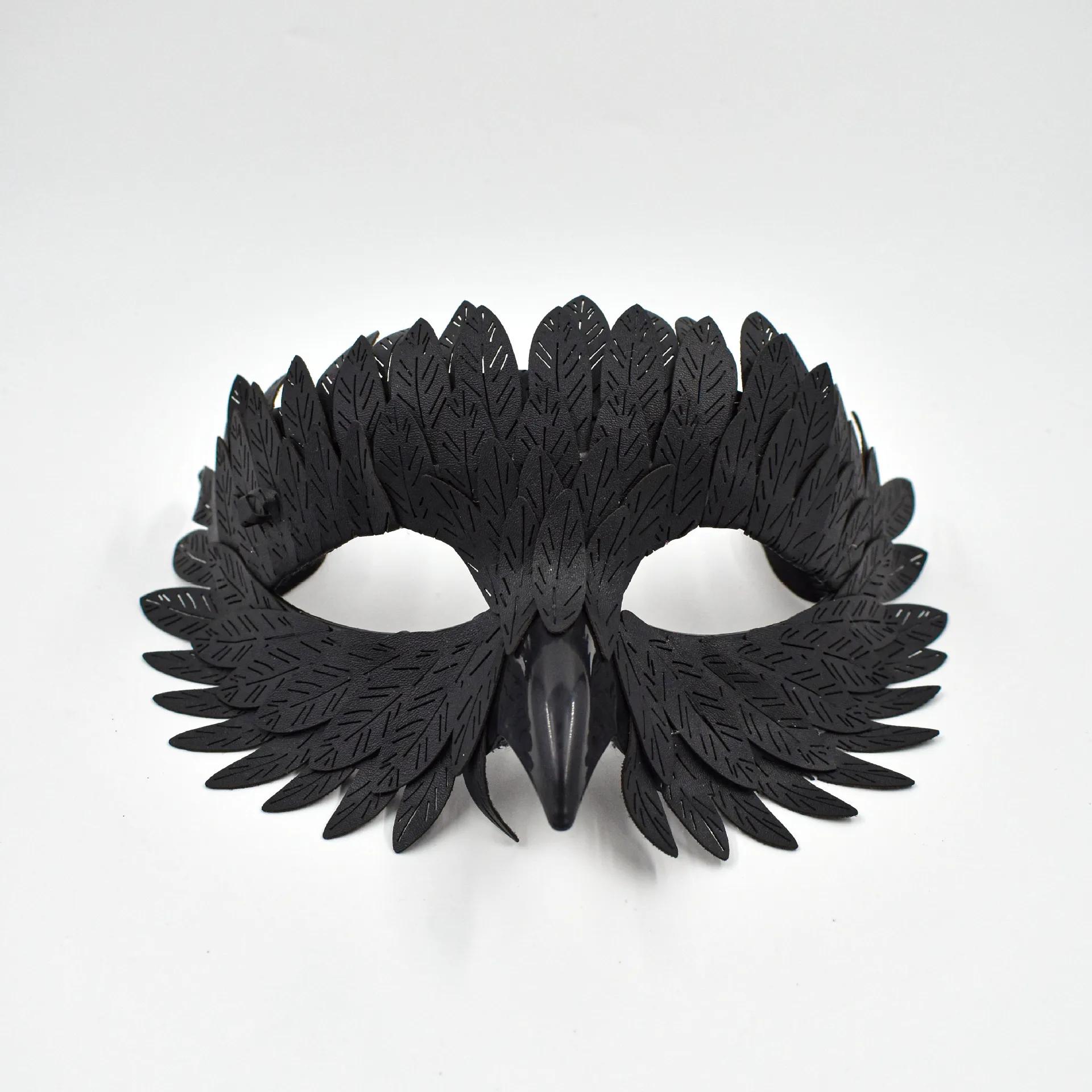 Masquerade Carnival Exquisite Black Half Face Owl Feather Bird Beak Mask Prop