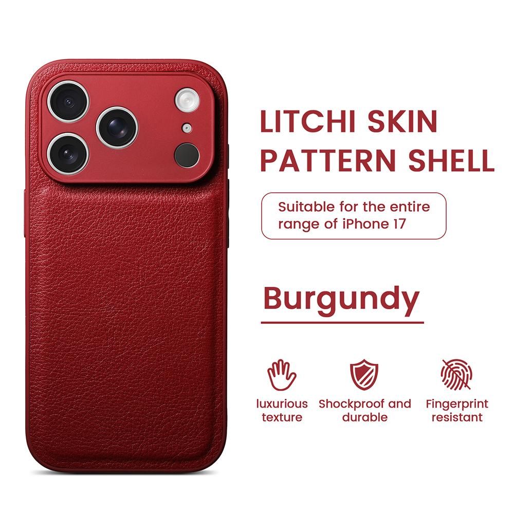 Plain Lychee Pattern Sense Large Window Phone Case For For Iphone 17 Air 16 1 14 Plus 13 Pro Max Advanced Shockproof Cover